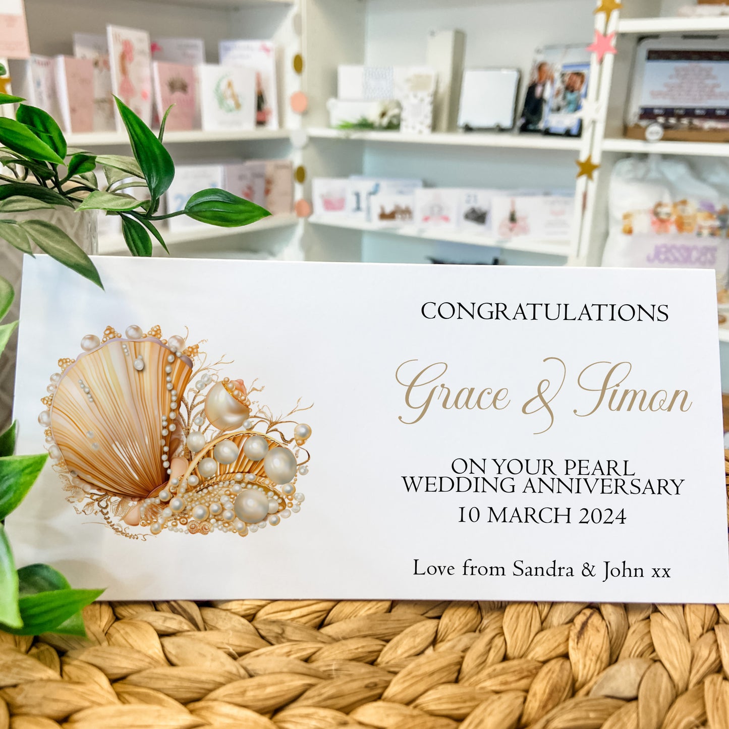 Personalised Pearl Wedding Anniversary Card Money Gift Wallet