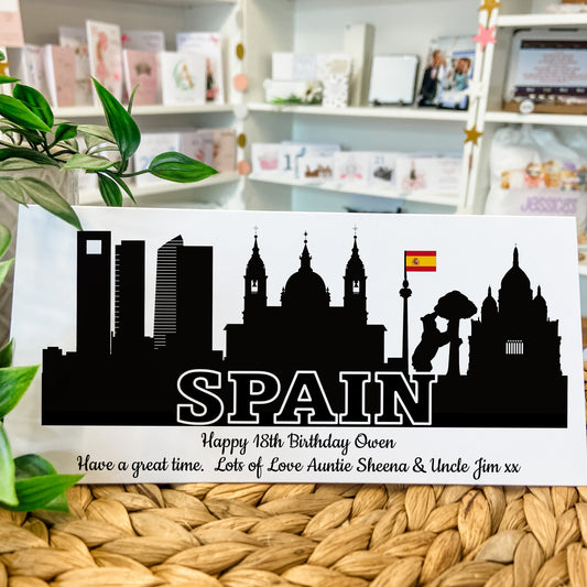Personalised Money Wallet Travel Voucher Spain Holiday Birthday Gift Weekend Away
