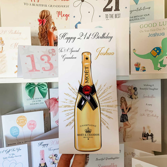 Personalised Birthday Card Money Gift Wallet Gold Champagne