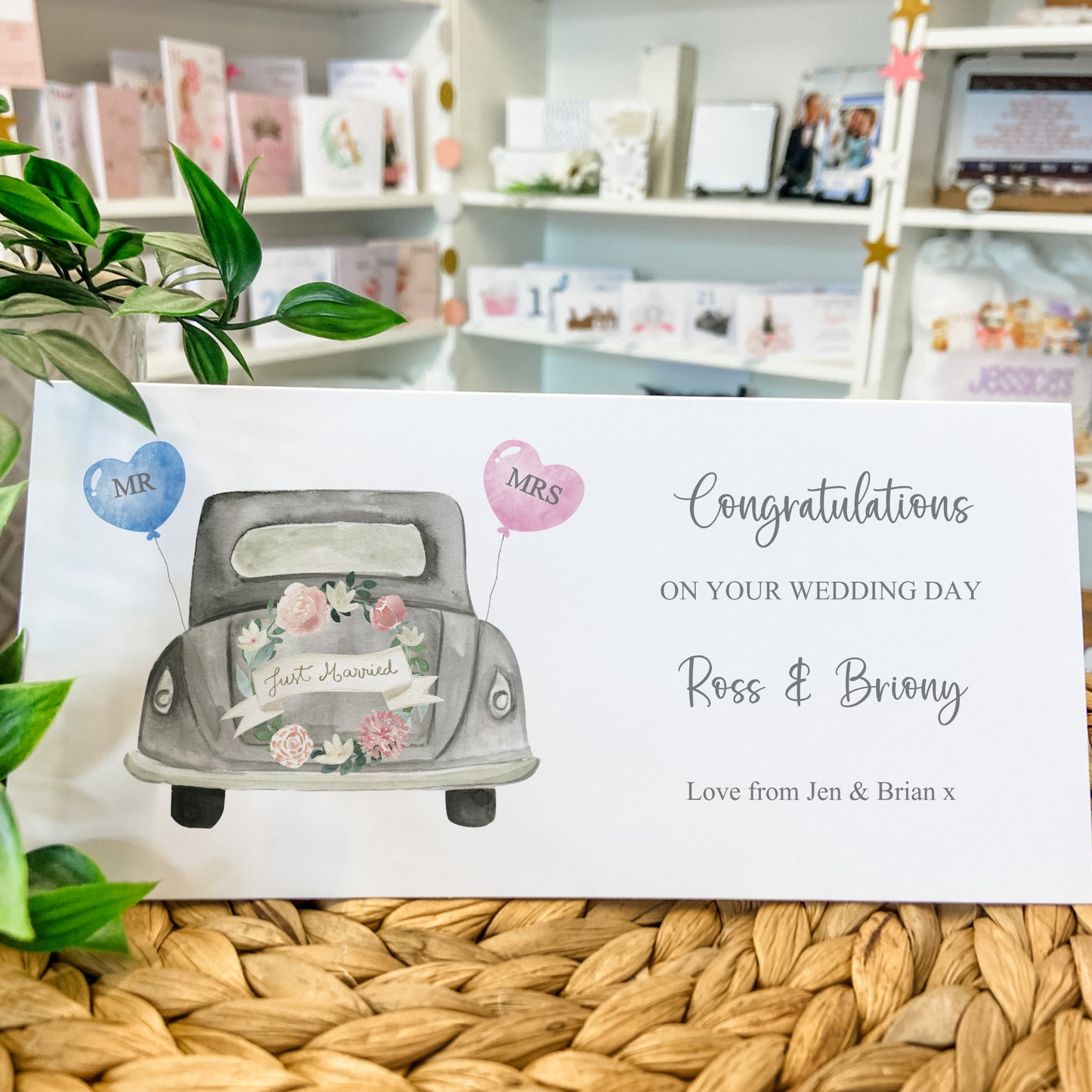 Personalised Wedding Card Money Gift Wallet Vouchers Cash Vintage Car