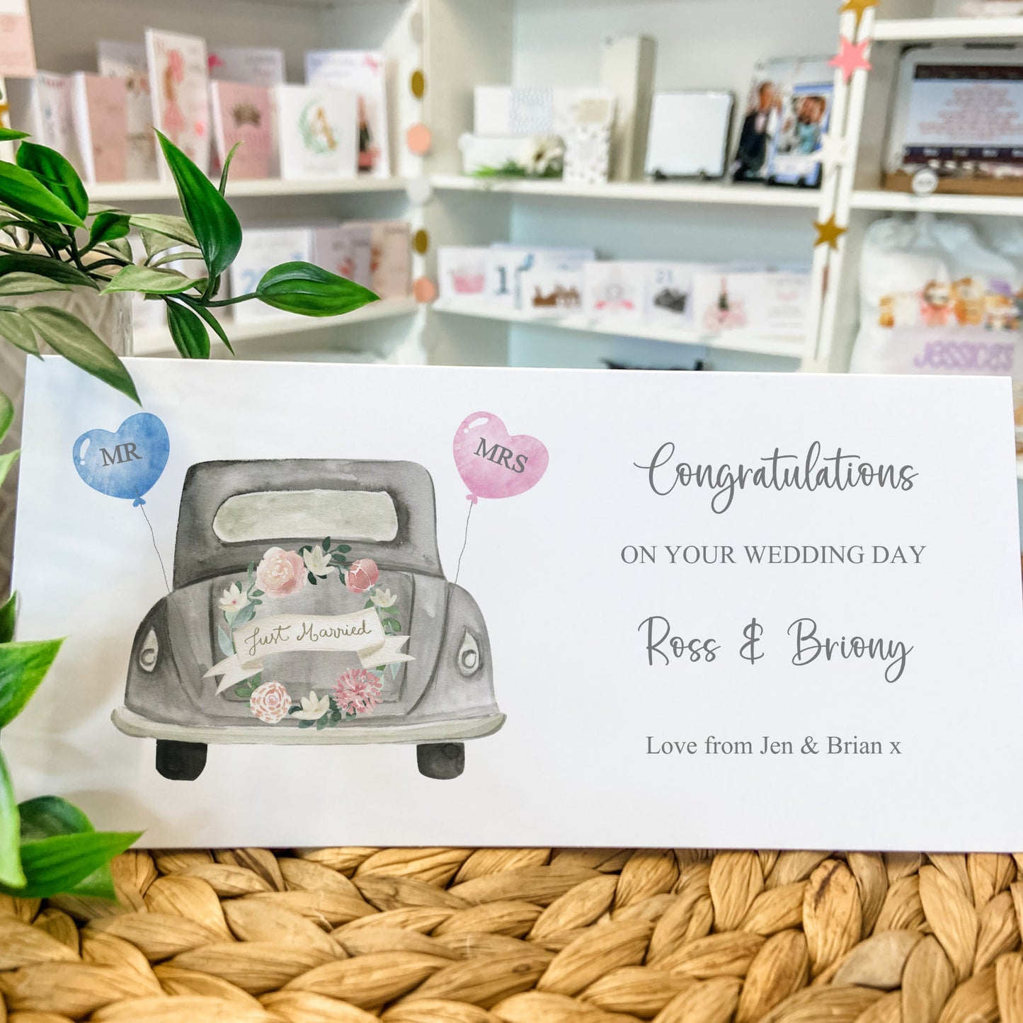 Personalised Wedding Card Money Gift Wallet Vouchers Cash Vintage Car