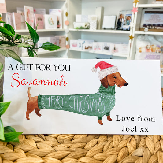 Dachshund Christmas Money Gift Wallet for Festive Cash Gifting