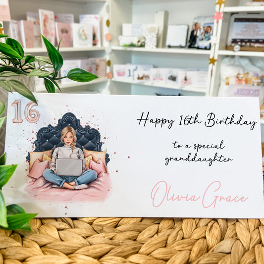 Personalised Birthday Card Wallet Gift Voucher Girl