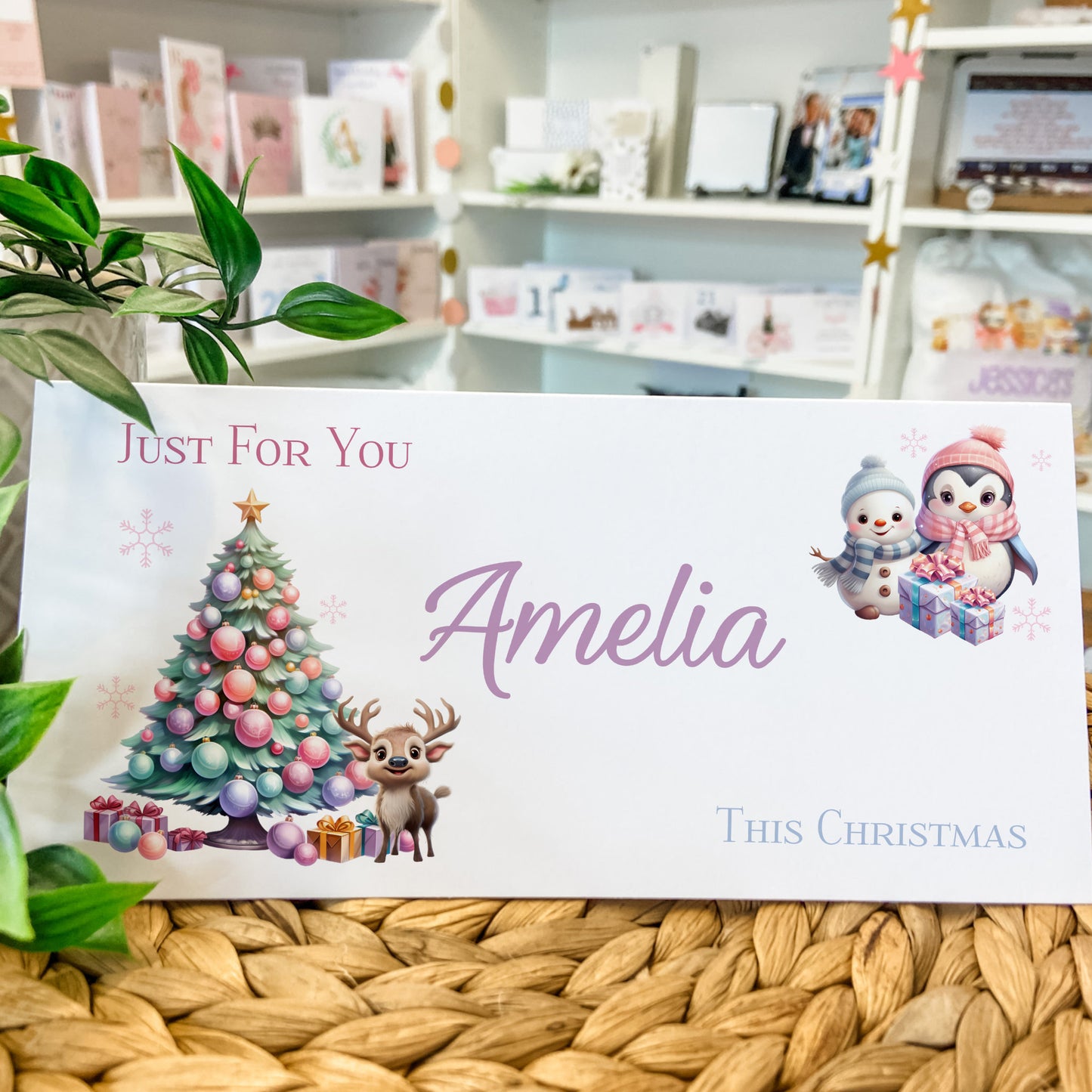 Personalised Christmas Card Wallet for Gifting Cash, Custom Festive Money Holder