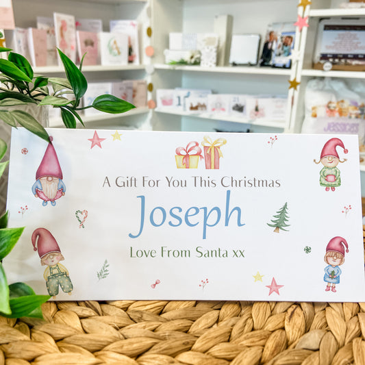 Personalised Christmas Card Wallet for Gifting Cash, Custom Festive Money Holder