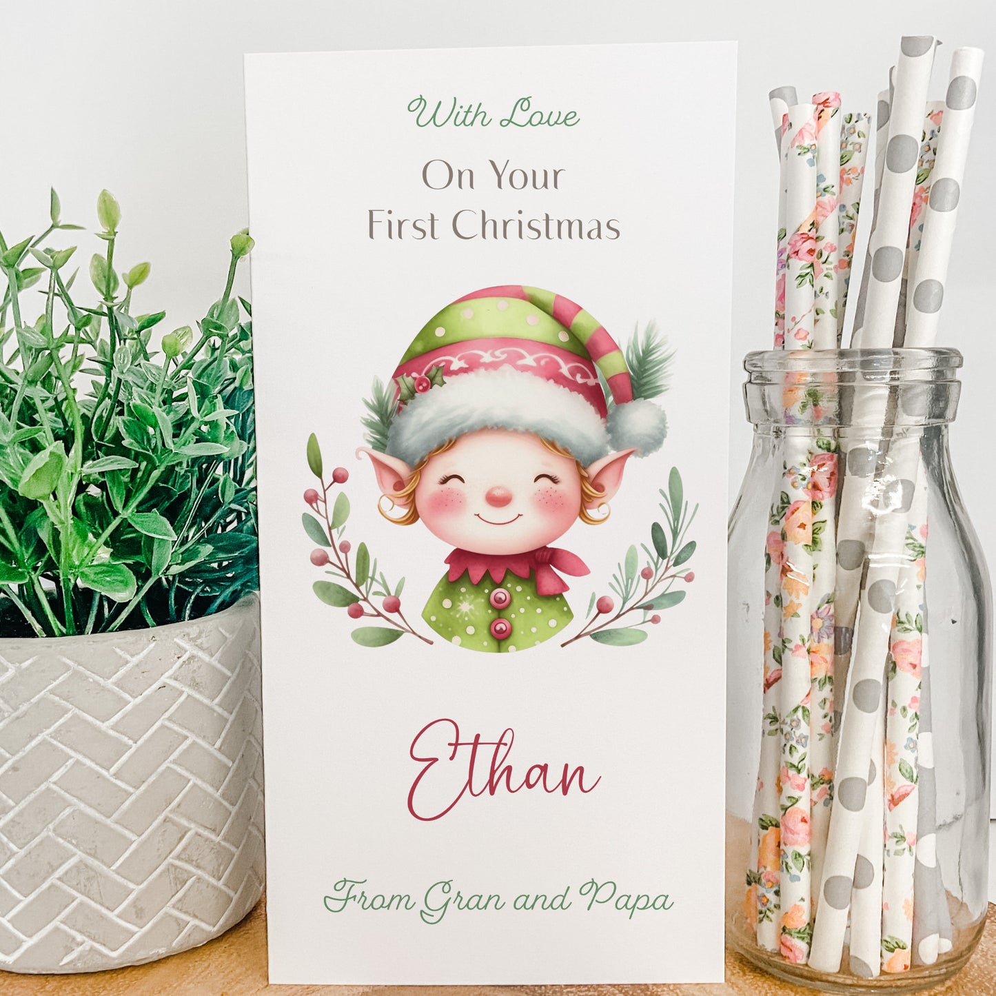 Personalised Christmas Card Wallet for Gifting Cash, Custom Festive Money Holder