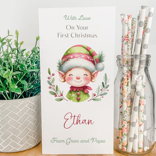 Personalised Christmas Card Wallet for Gifting Cash, Custom Festive Money Holder