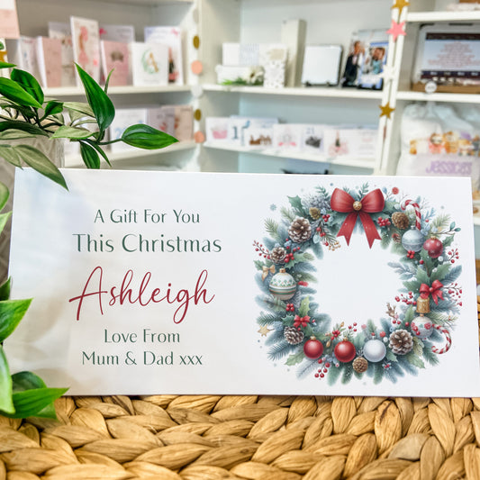 Christmas Money Gift Wallet – Wreath Design for Festive Cash Gifting