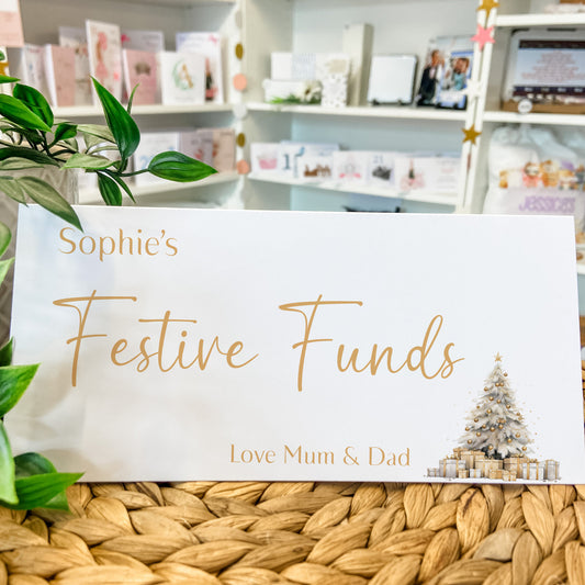 Christmas Money Gift Wallet for Festive Cash Gifting Gold Christmas Tree