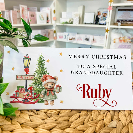 Christmas Money Gift Wallet for Festive Cash Gifting Teddy Bear Candy Cane Lane Girl