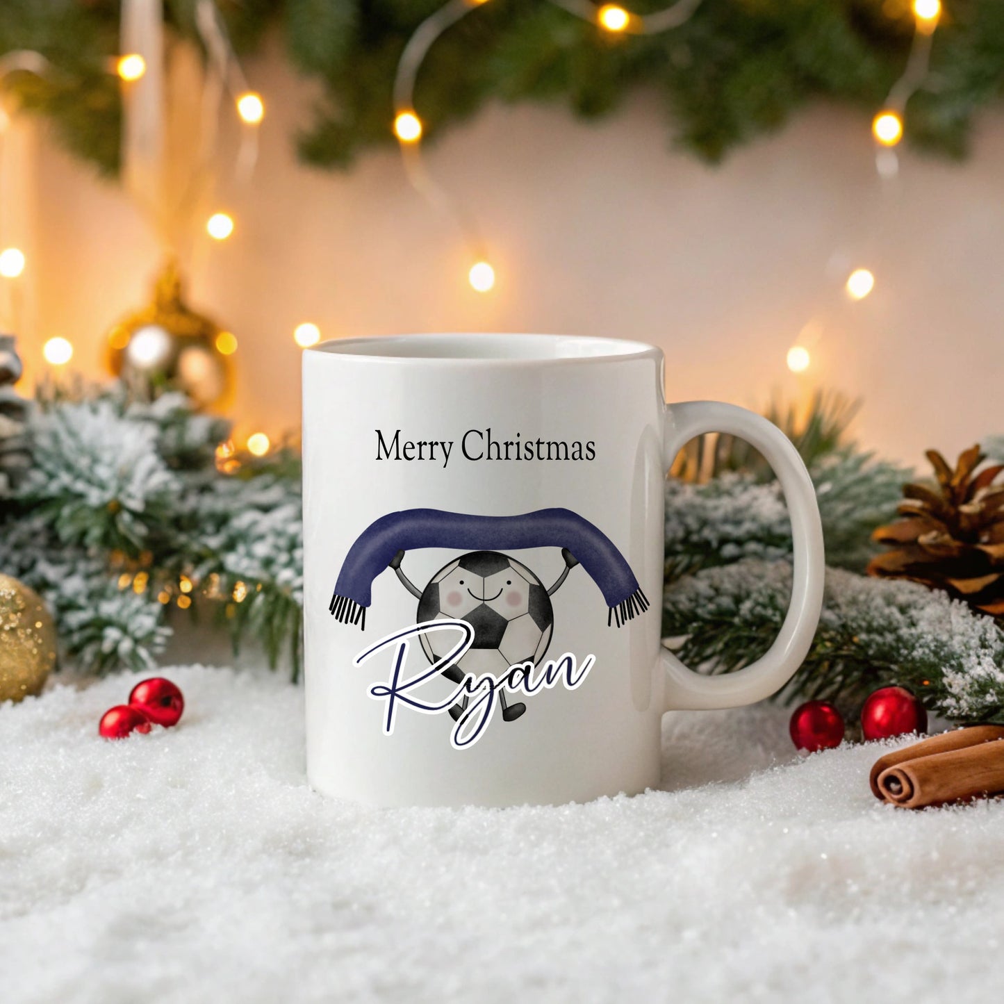 Personalised Children’s Christmas Mug – Fun Football Design | Custom Name Kids Holiday Gift
