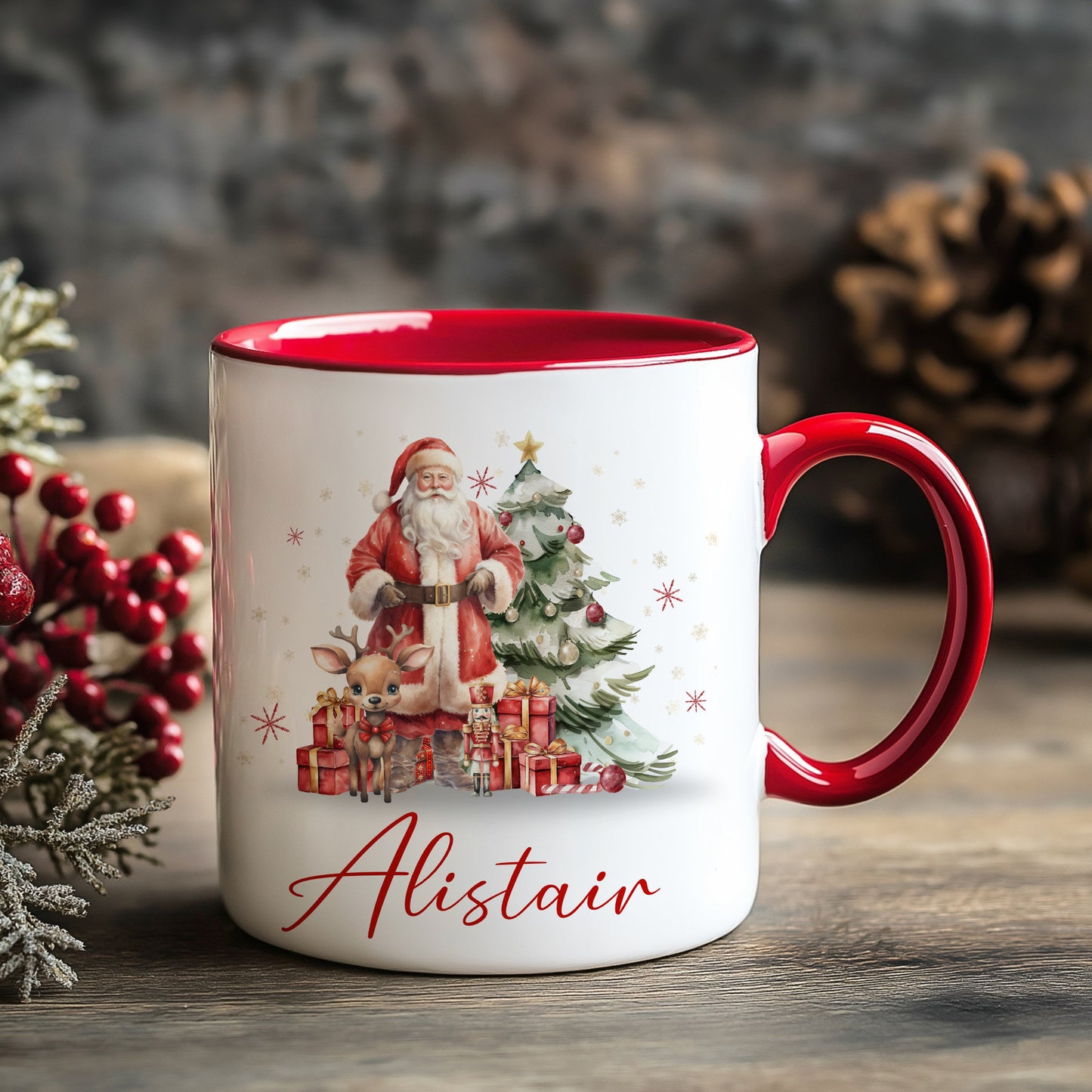 Personalised Children’s Christmas Mug – Santa Design | Custom Name Kids Holiday Gift