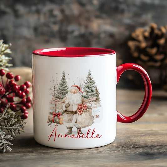 Personalised Children’s Christmas Mug – Santa Design | Custom Name Kids Holiday Gift