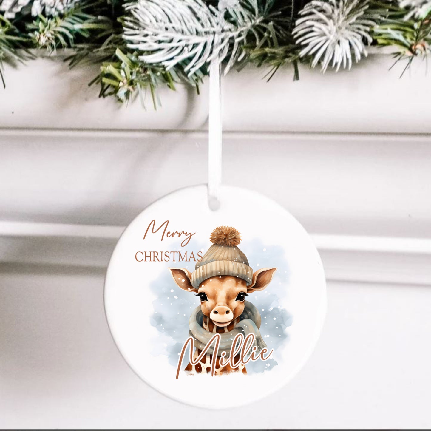 Custom Giraffe Christmas Ornament – Personalised Kids Tree Decoration Keepsake