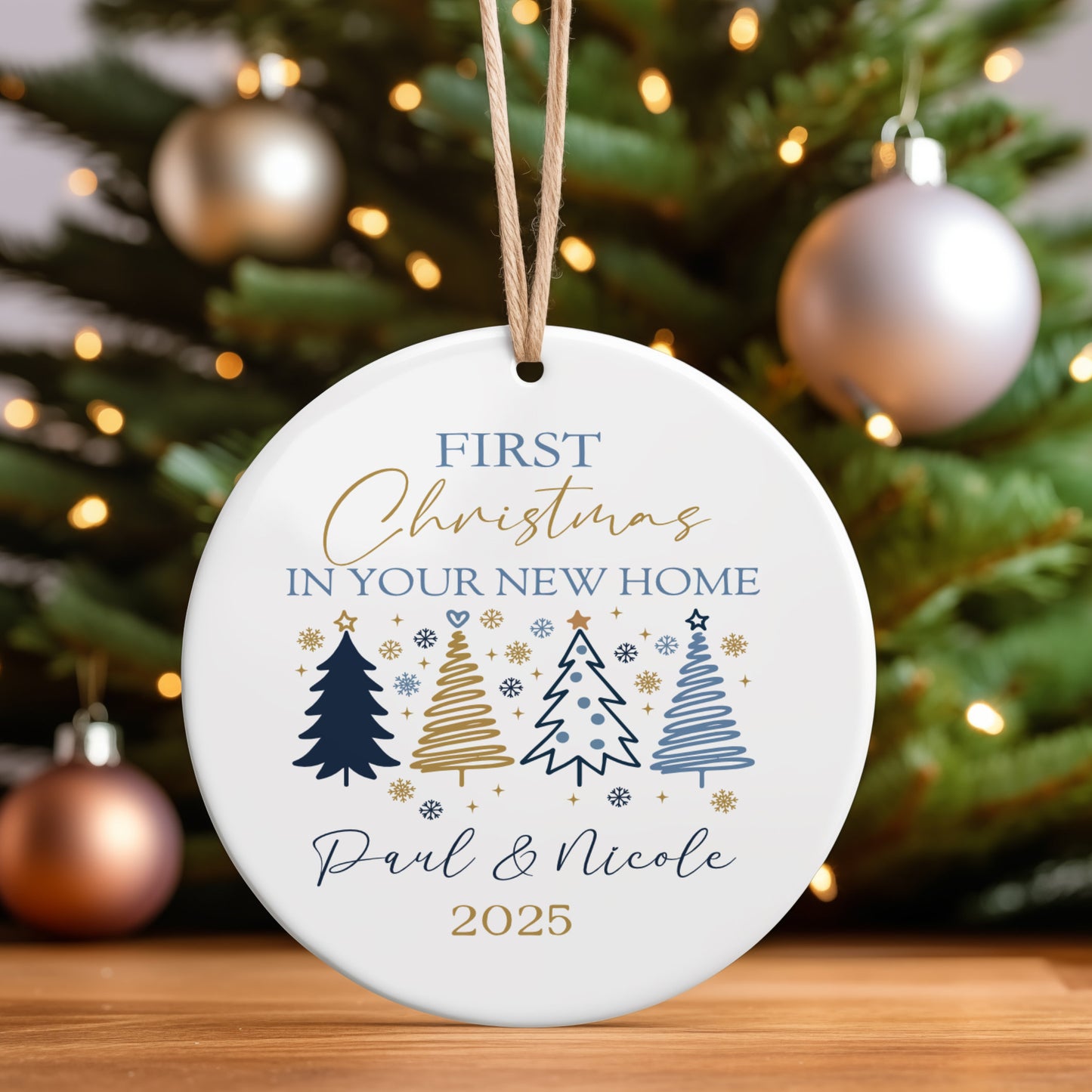 Custom First Christmas in New Home Ornament – Personalised Tree Decoration Keepsake