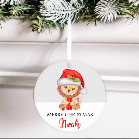 Personalised Christmas Tree Ornament Decoration, Jungle Lion