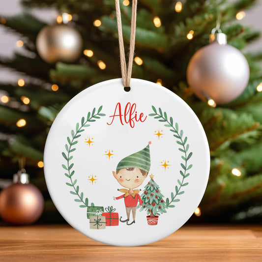Personalised Christmas Tree Ornament Decoration Boy Elf