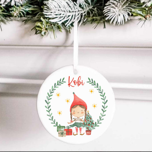 Personalised Christmas Tree Ornament Decoration Girl Elf