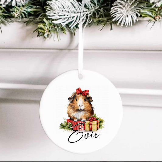 Personalised Christmas Tree Ornament Decoration, Guinea Pig