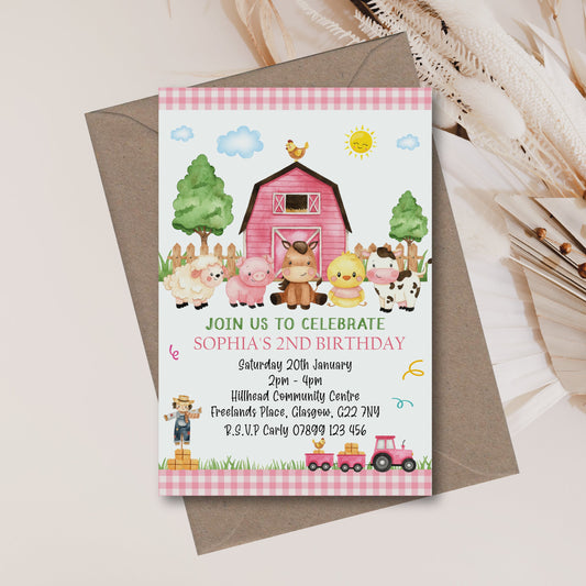 10 Personalised Birthday Party Invitations Farm Barnyard