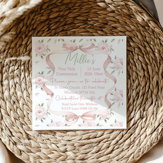10 First Holy Communion Invitations Personalised