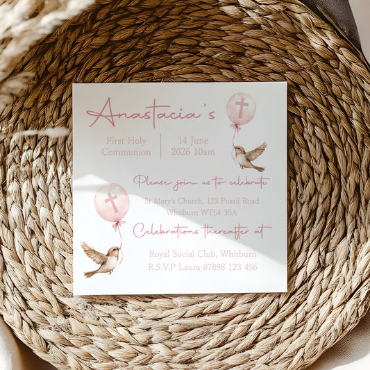 10 First Holy Communion Invitations Personalised