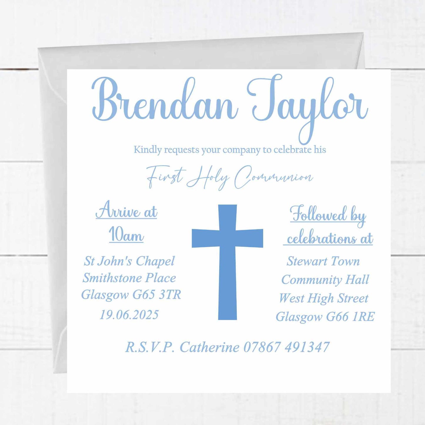 First Holy Communion Invitations Blue Cross