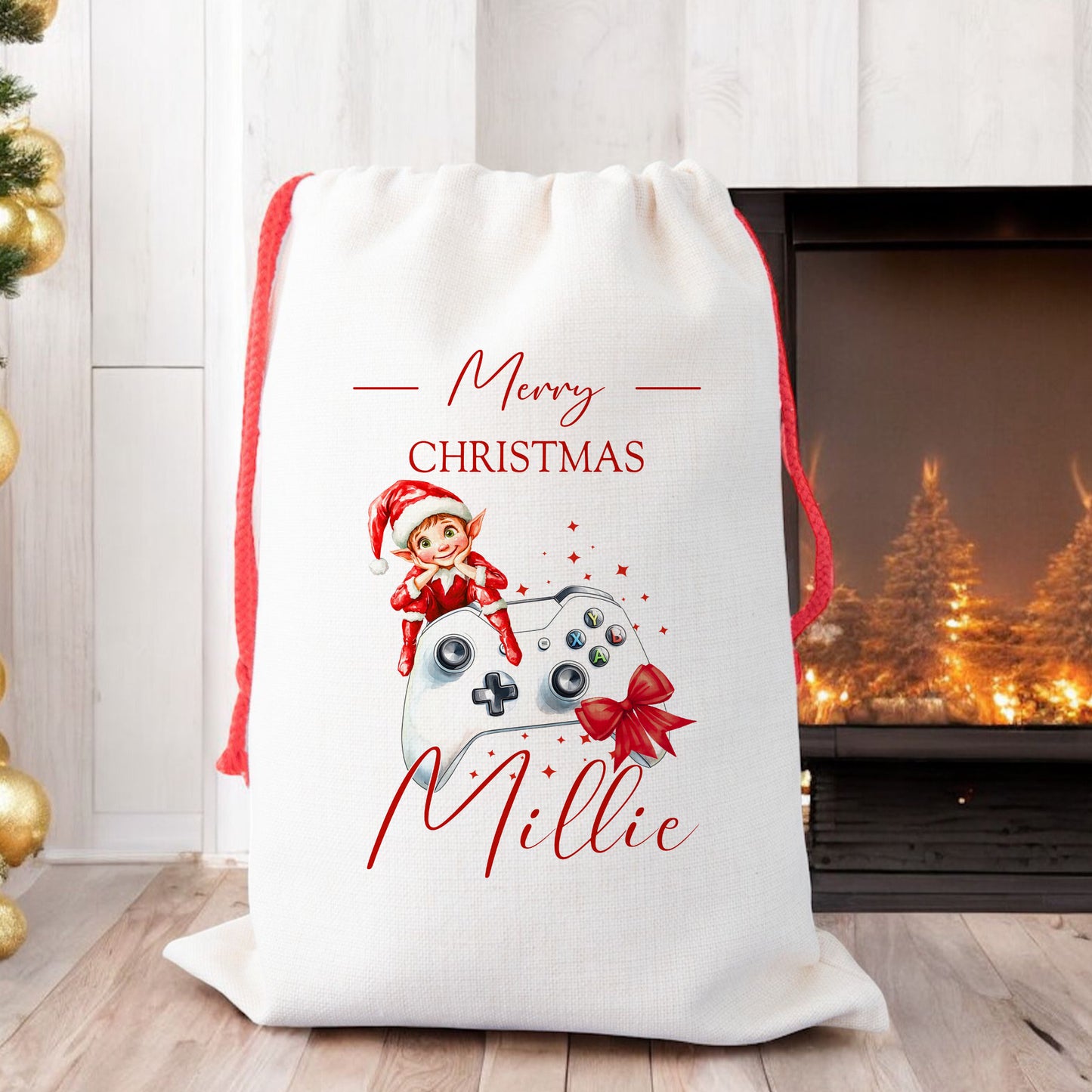 Personalised Santa Sack for Children Elf Gaming For Boy or Girl