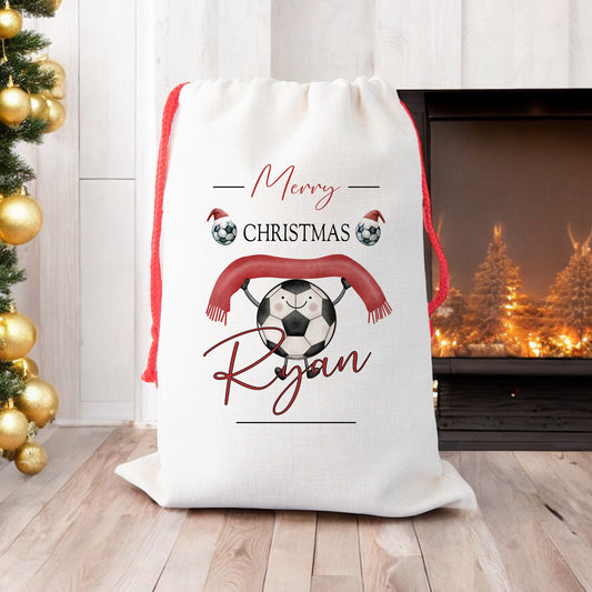 Personalised Santa Sack, Football Lover, Footie Gift Sack for Kids or Adults