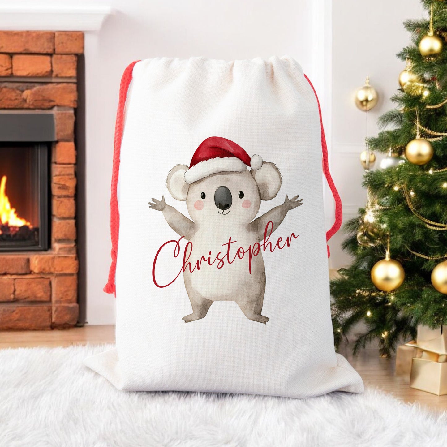Personalised Santa Sack, Gift Sack for Kids or Adults, Koala Bear