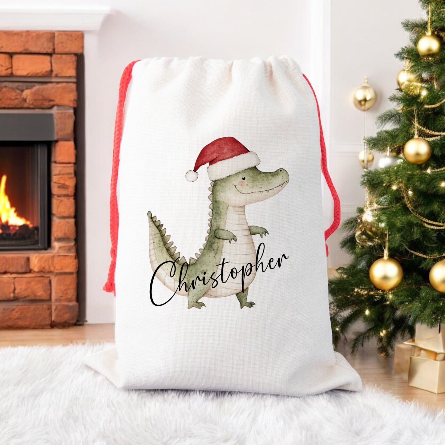 Personalised Santa Sack, Gift Sack for Kids or Adults, Crocodile
