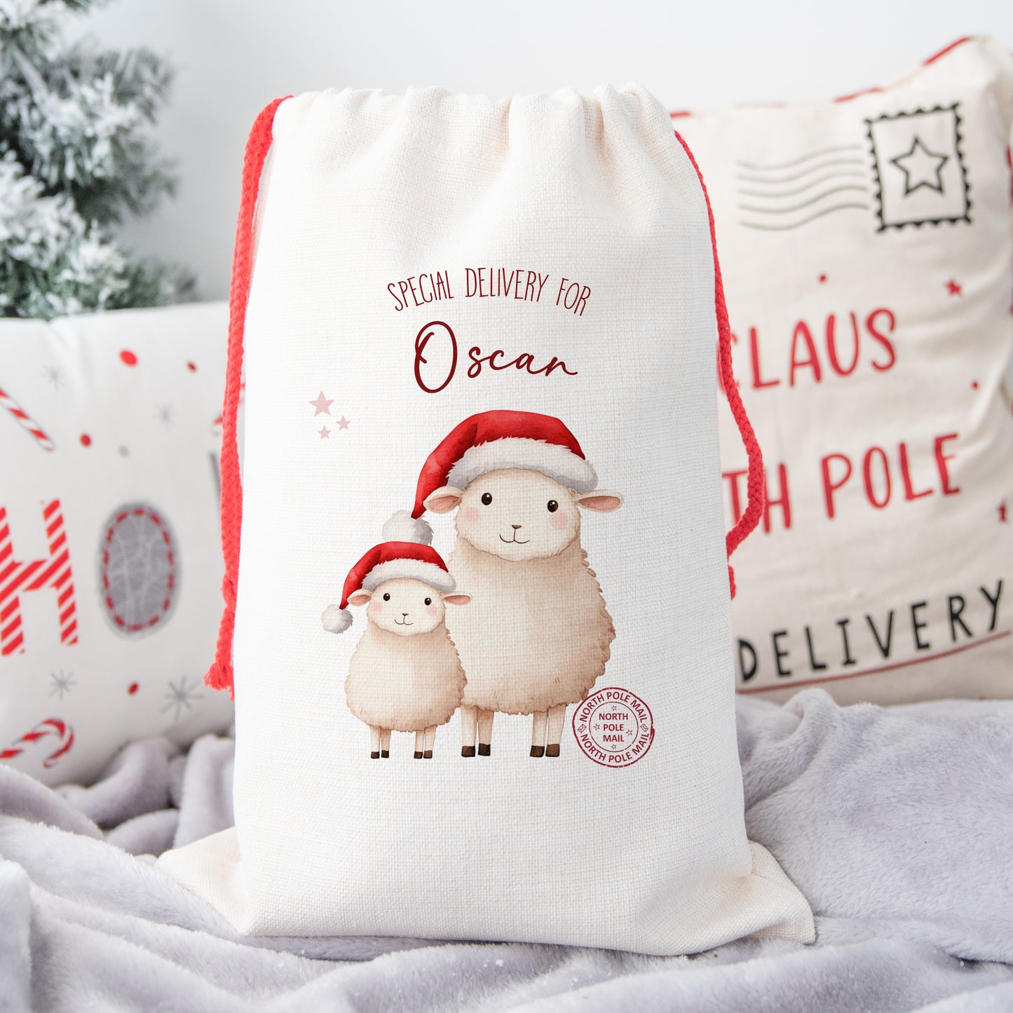 Personalised Santa Sack, Gift Sack for Kids or Adults, Sheep