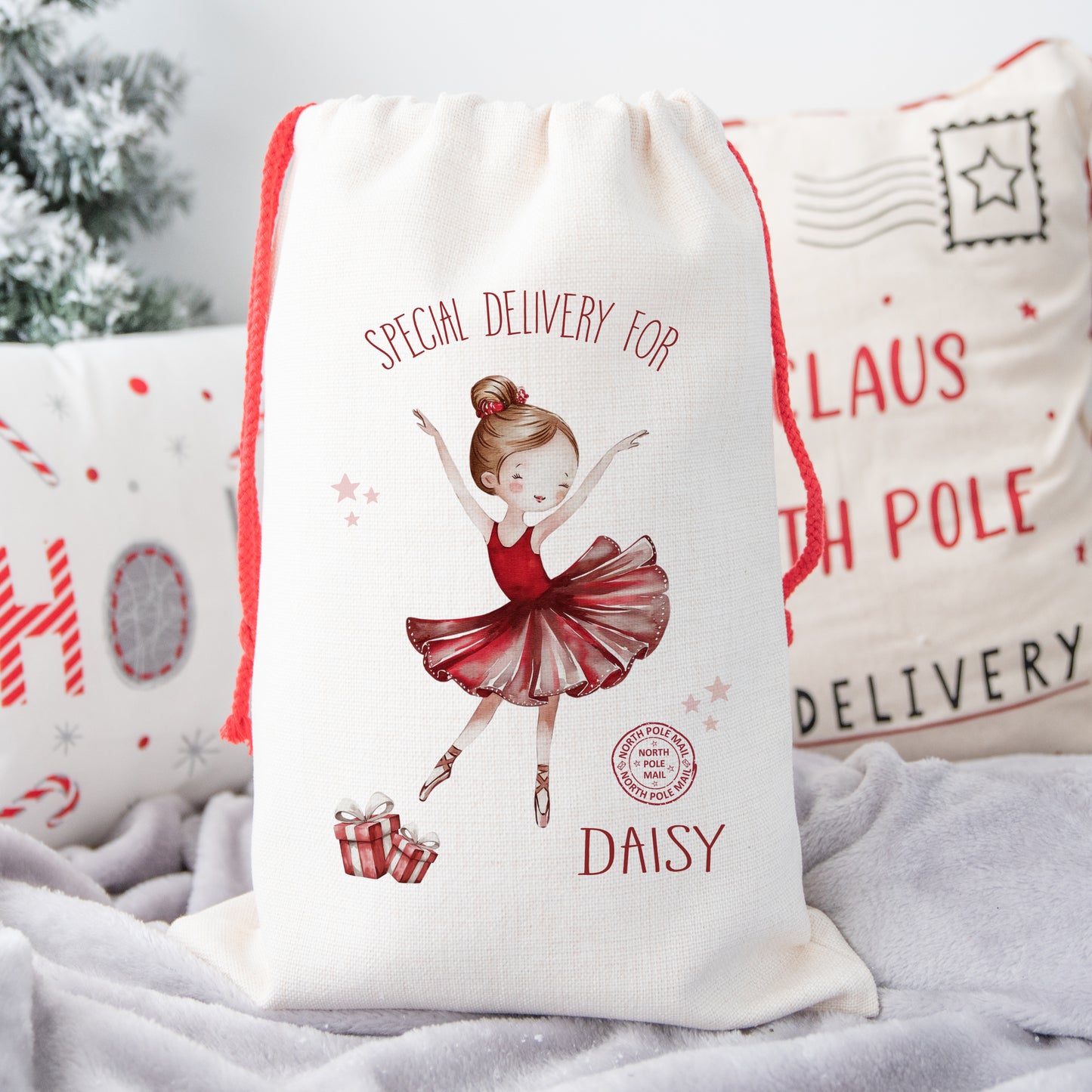 Personalised Santa Sack, Gift Sack for Kids or Adults, Ballerina