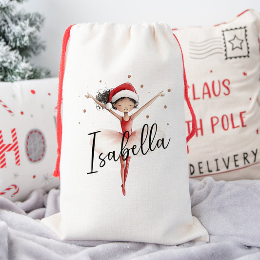 Personalised Santa Sack, Gift Sack for Kids or Adults, Ballerina
