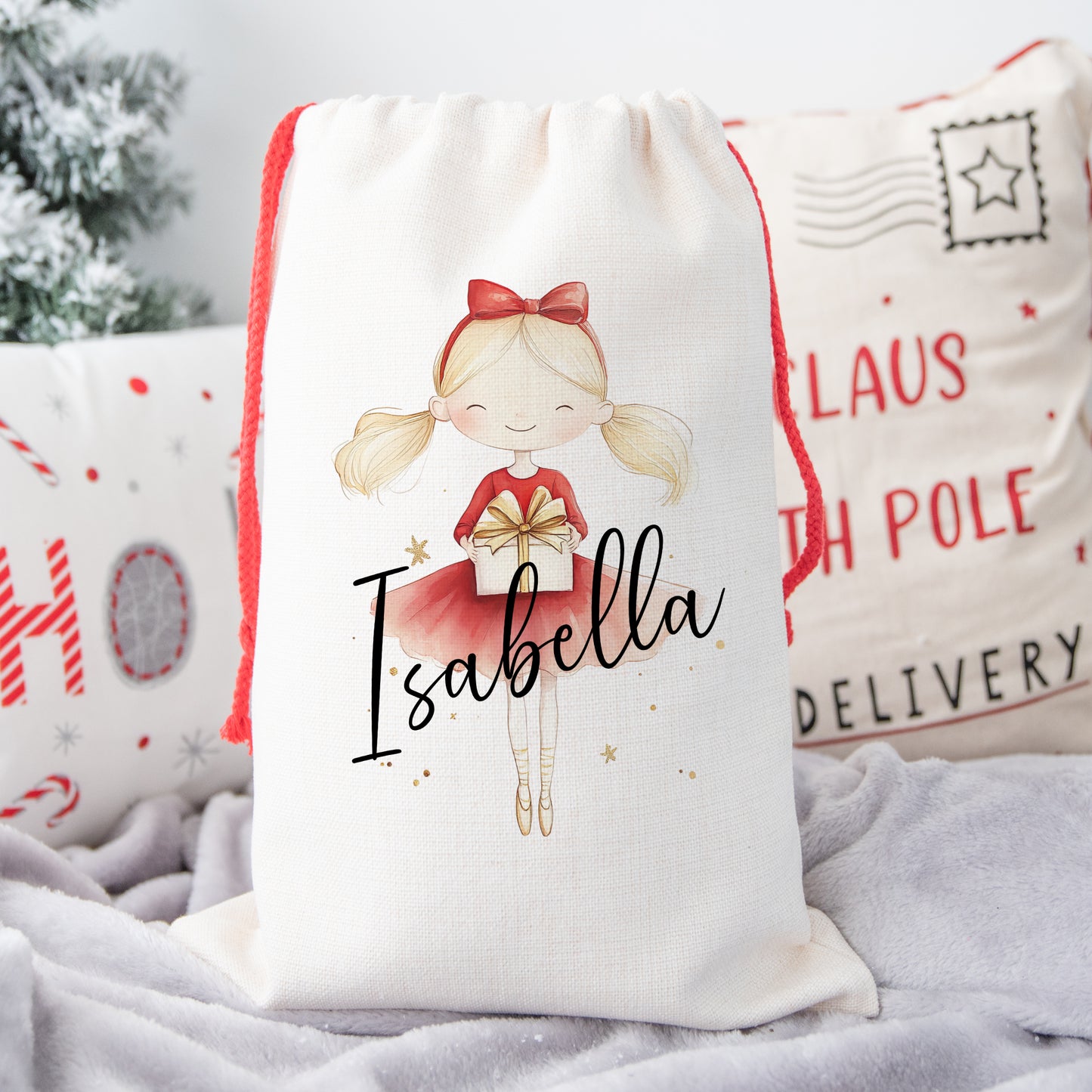 Personalised Santa Sack, Gift Sack for Kids or Adults, Ballerina