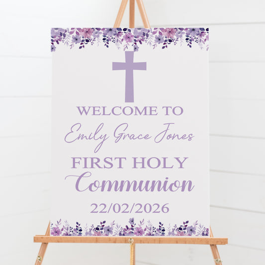 First Holy Communion Welcome Sign, Personalised Party Decor