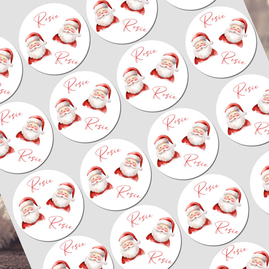 Christmas Stickers for Children's Gift Wrapping, Personalised With Name - Santa Claus