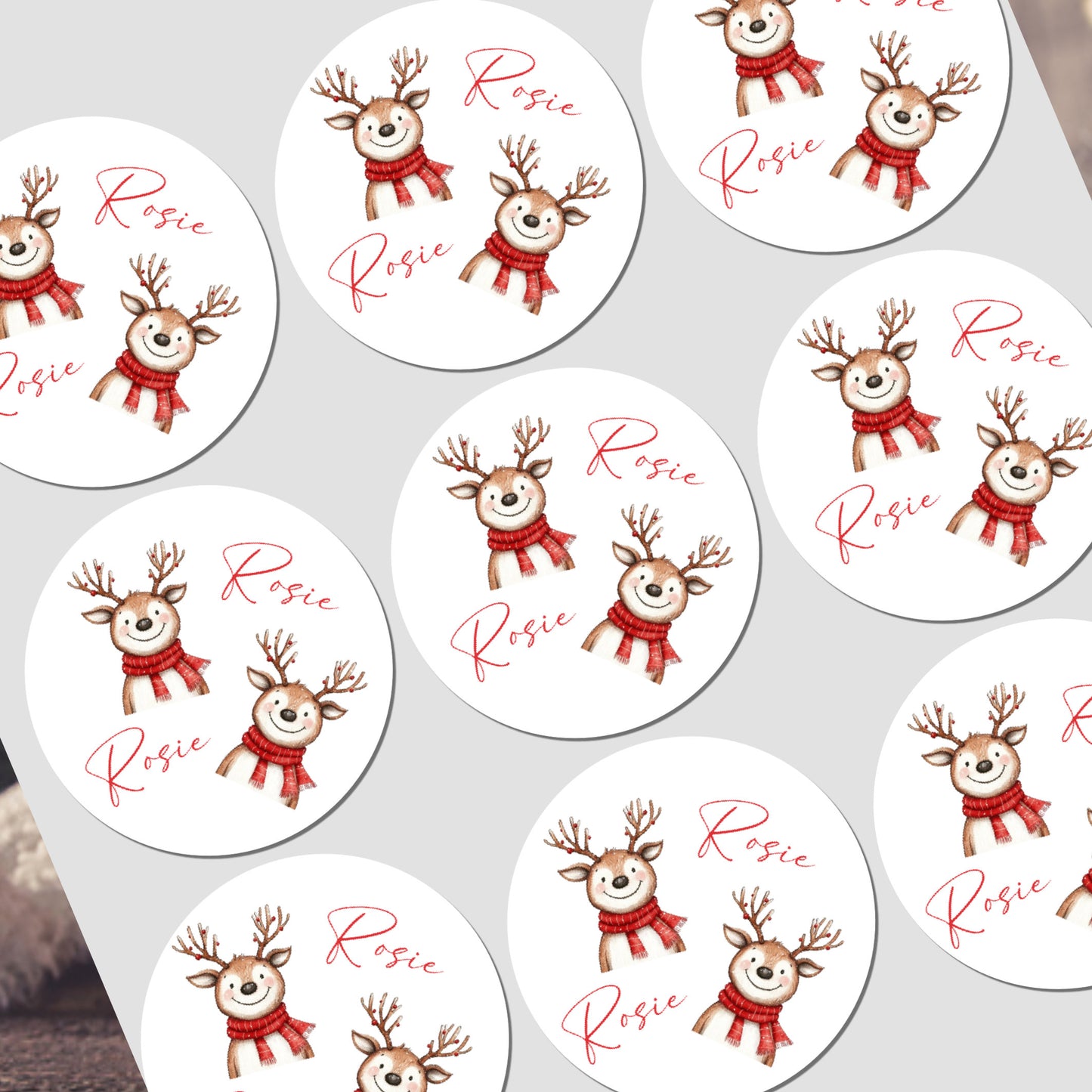Stickers with reindeer design on a white background