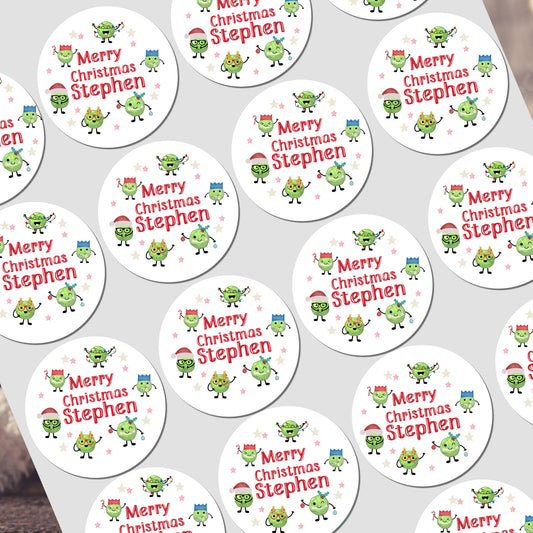 Christmas Stickers for Children's Gift Wrapping, Personalised With Name - Brussels Sprouts