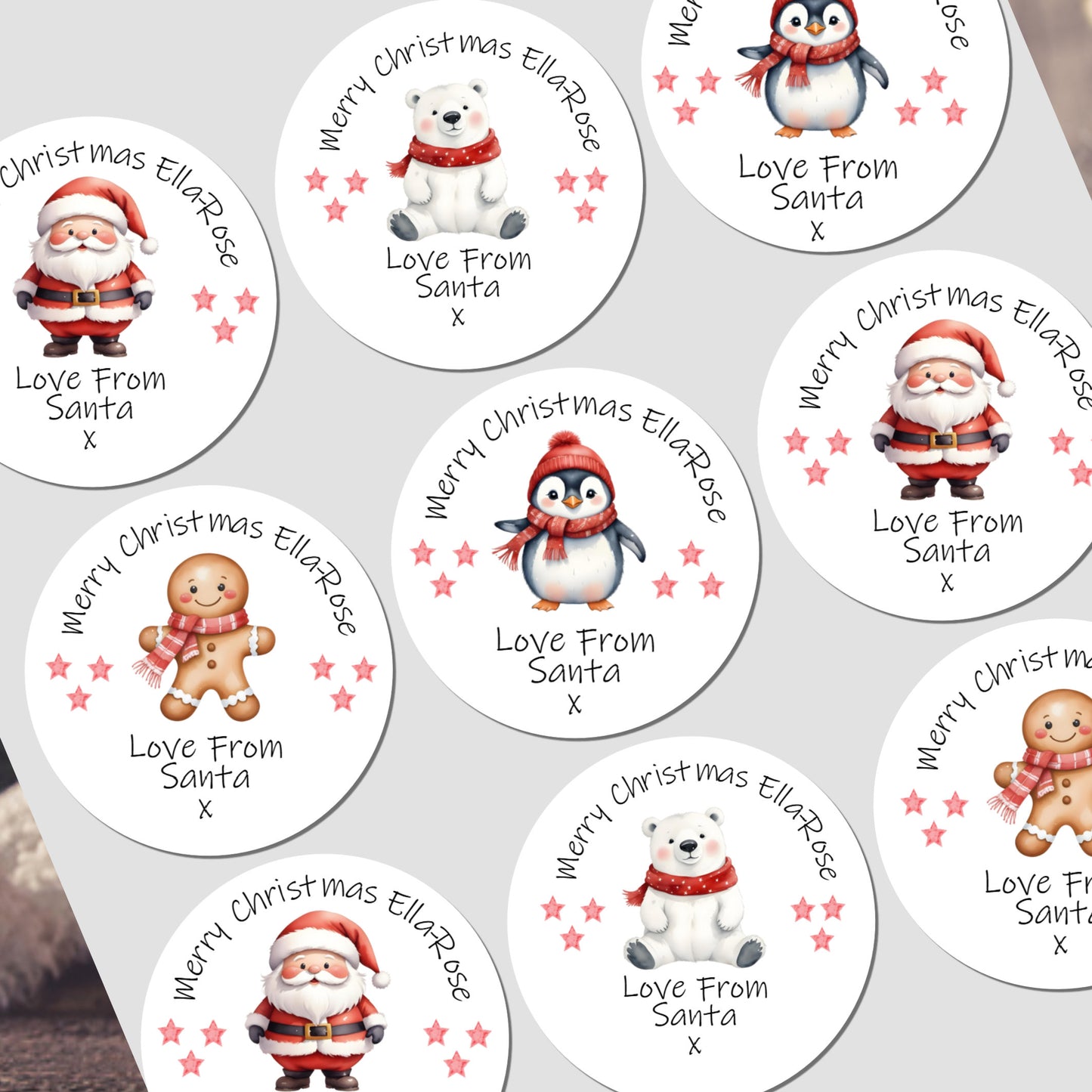 Personalised Children's Christmas Stickers for Gift Wrapping
