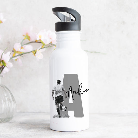 Personalised Football Water Bottle With Straw