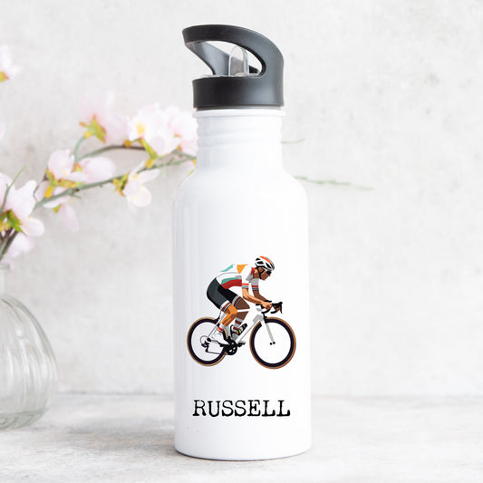 Personalised Water Bottle With Straw Cycling