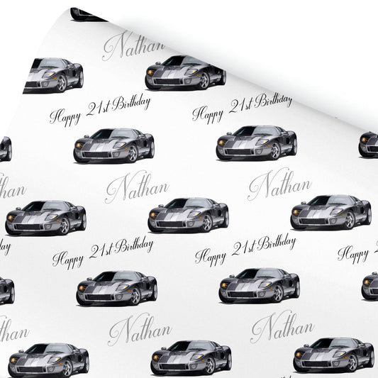 Silver Sports Car Wrapping Paper