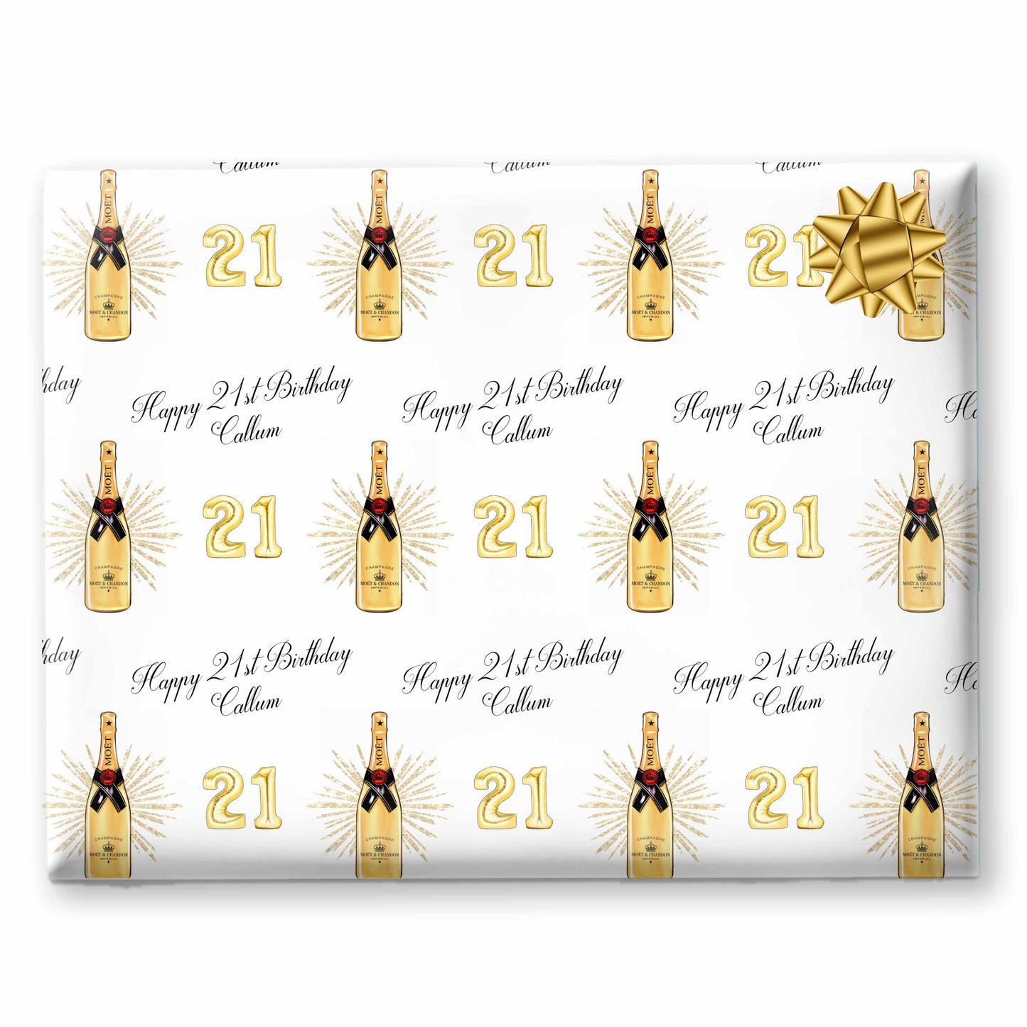 Personalised Gold Champagne Gift Bag – Elegant Custom Gift Bag for Special Occasions