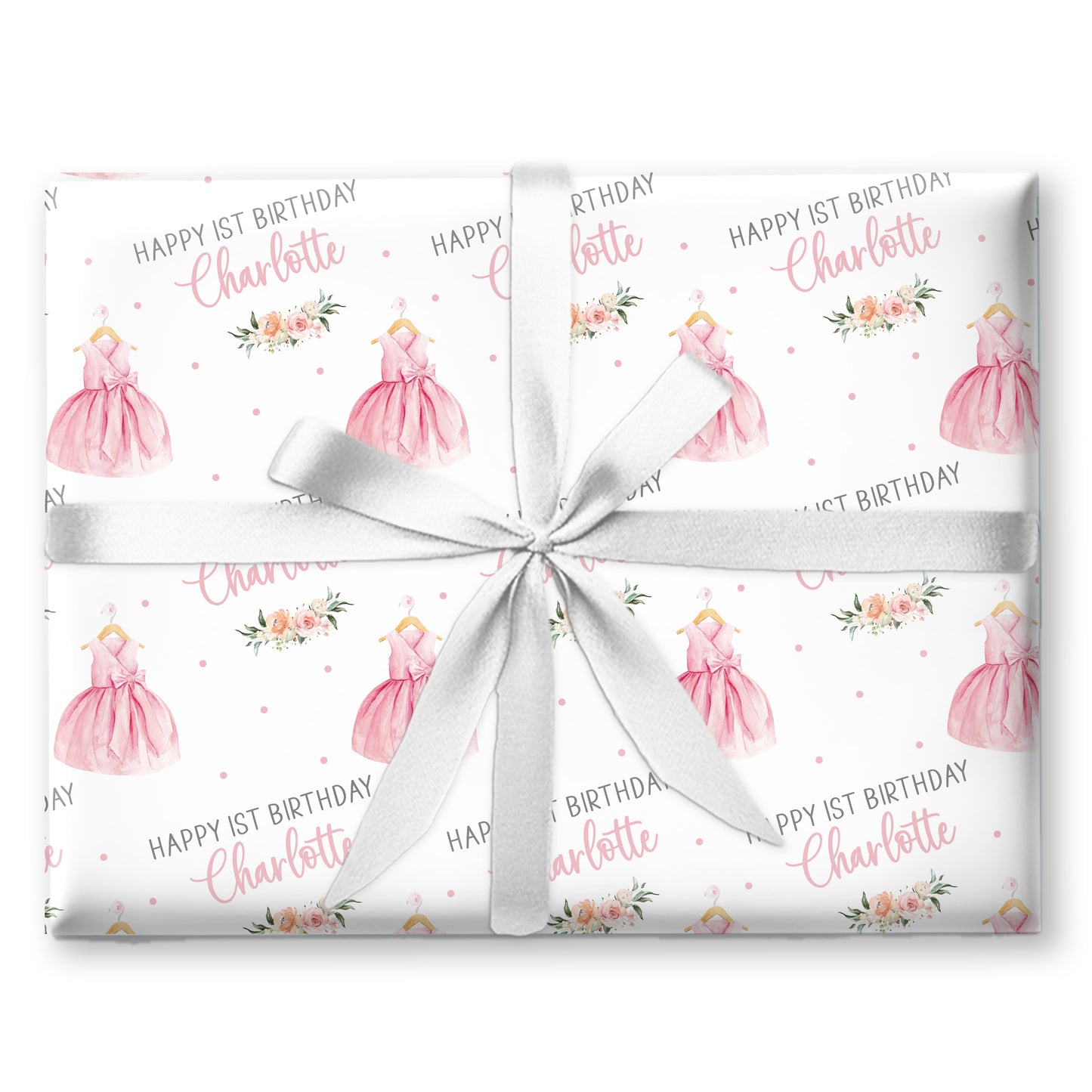 Gift Wrapping Paper Personalised, Pink Dress Girl