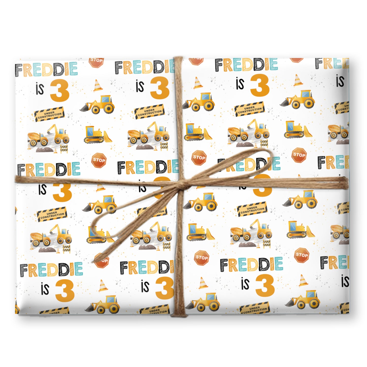 Personalised Birthday Wrapping Paper Children Construction Digger Trucks