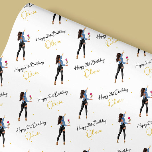 Personalised Birthday Gift Wrap Party Girl Black Jeans