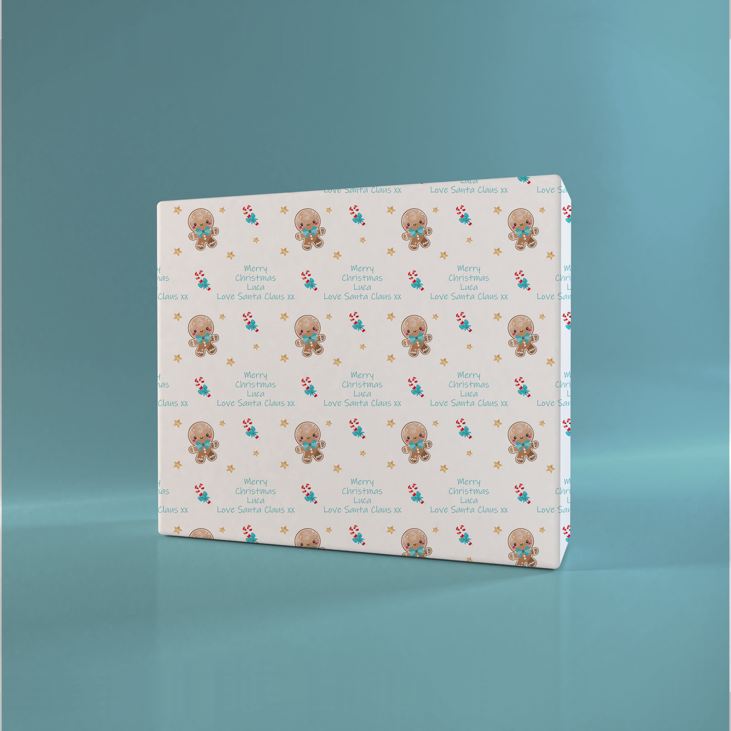 Personalised Christmas Wrapping Paper Gingerbread Boy
