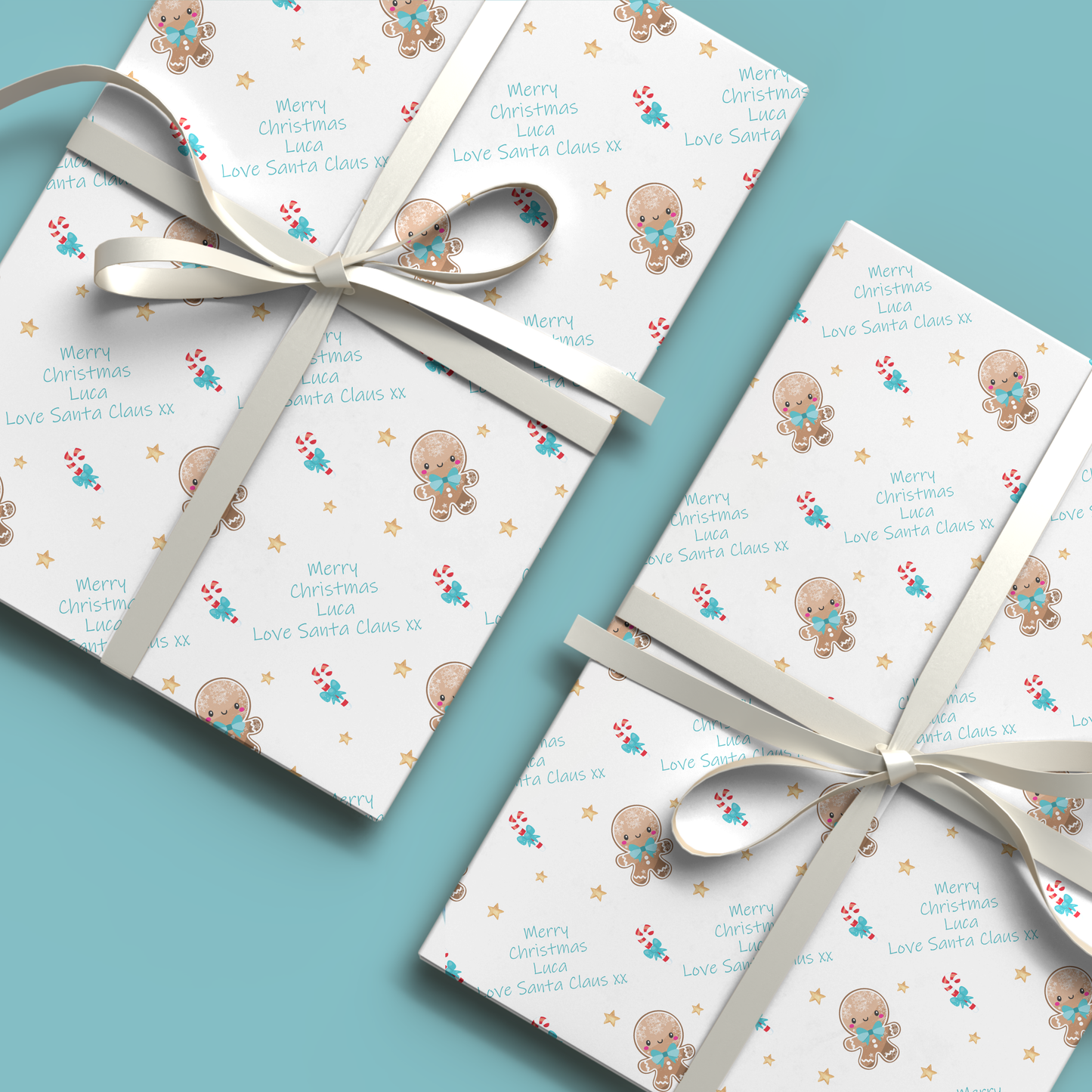 Personalised Christmas Wrapping Paper Gingerbread Boy