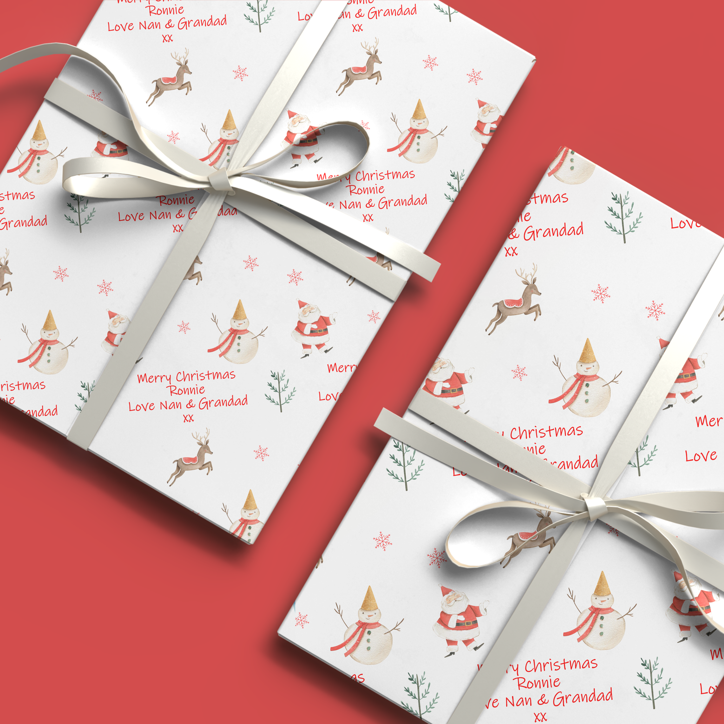Personalised Christmas Wrapping Paper Santa Snowman Reindeer